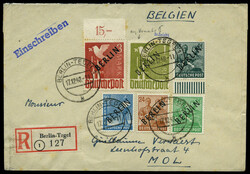 3 M. Schwarzaufdruck 1948 mit durchgezähntem Oberrand (gestempelt ...